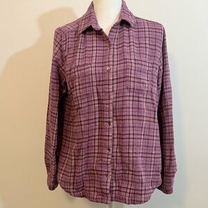 Woolrich Women’s Plaid Button-Up Shirt — Mulberry Purple — Size Large